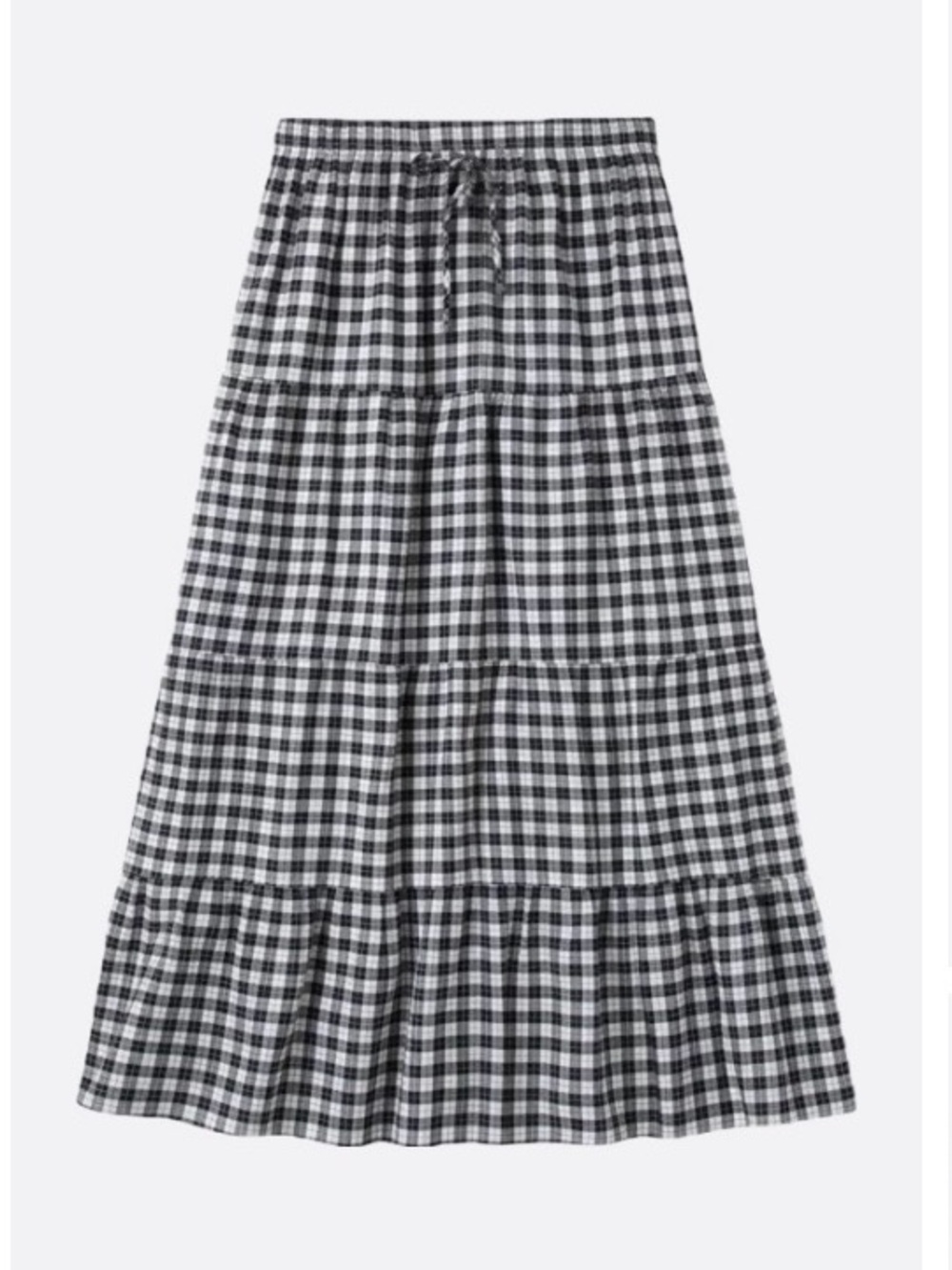 4XL Black and White Plaid Tiered Maxi Skirt